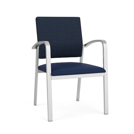 Lesro Newport Guest Chair Metal Frame, Silver, RF Blueberry Back, MD Ink Seat NP1101